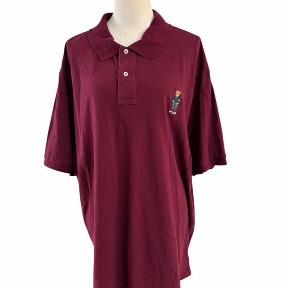 Polo by Ralph Lauren Men's Burgundy short sleeve Polo bear logo Shirt - Picture 6 of 11